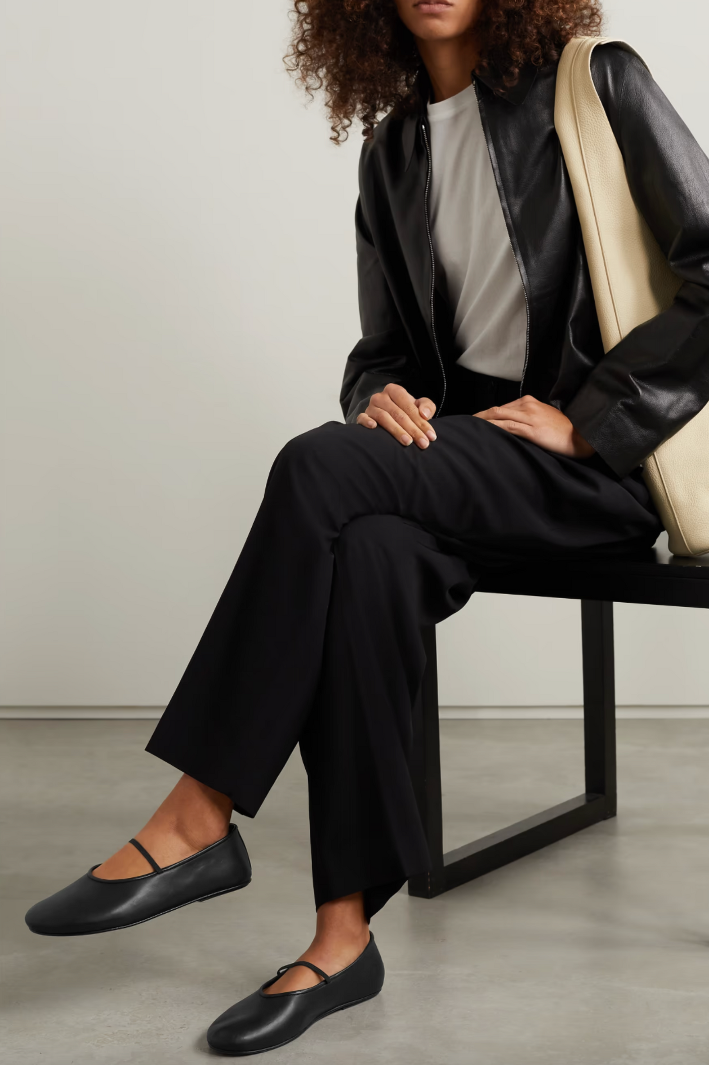 Elastic Leather Ballet Flats