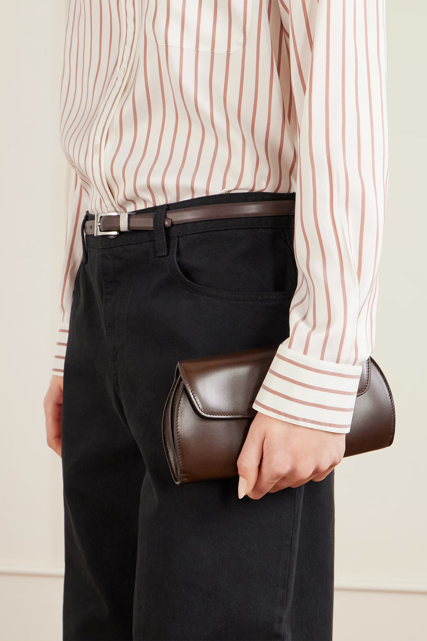 Curved Leather Clutch
