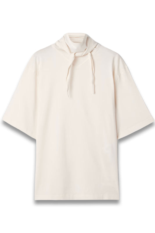 Tie-detailed cotton-jersey T-shirt