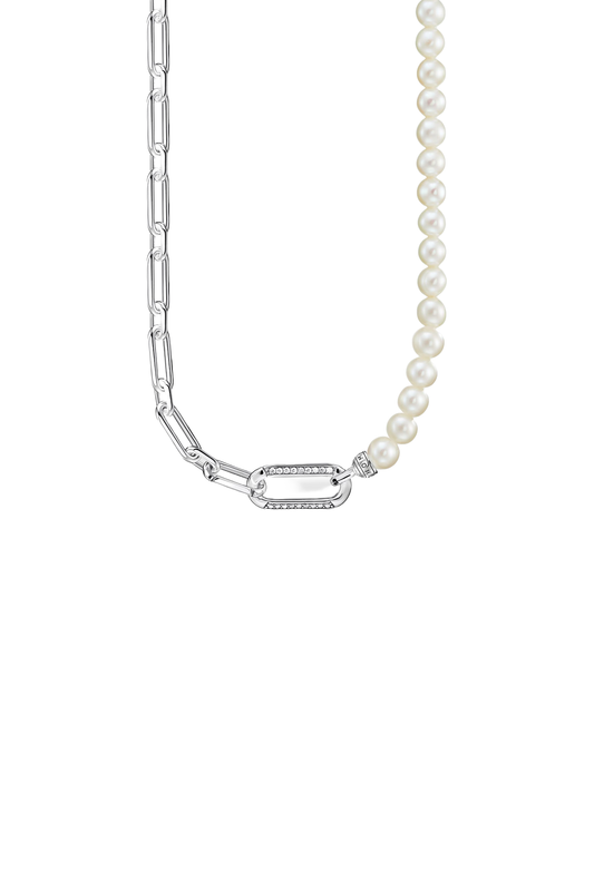 Necklace Links And Pearls Silver