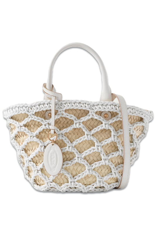 Woven Leather And Raffia Tote
