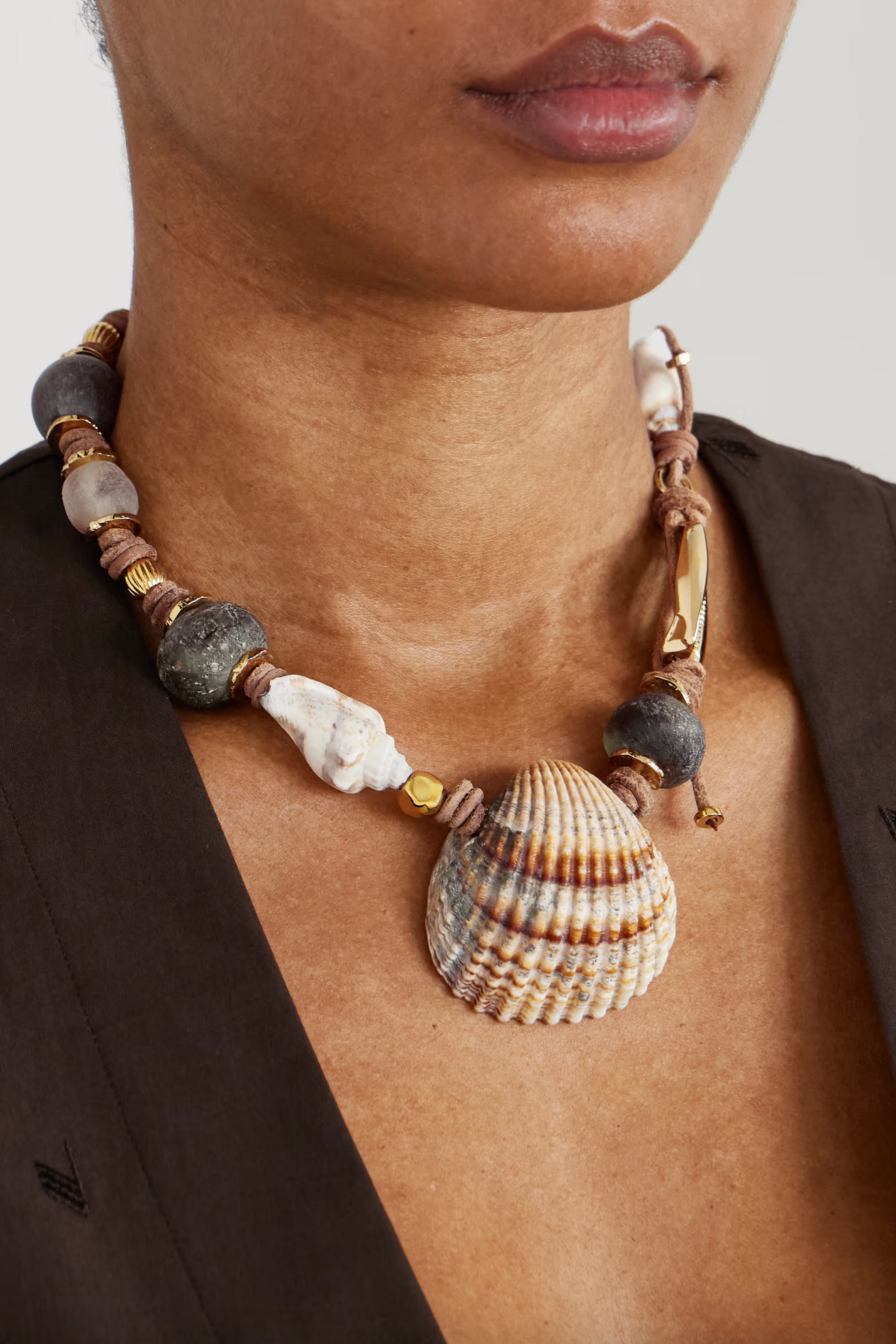 Samsara Gold-Plated, Shell and Cord Necklace