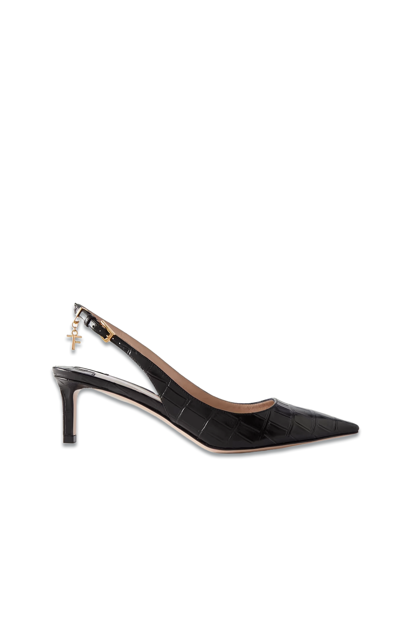Angelina Logo-embellished Croc-effect Leather Slingback Pumps