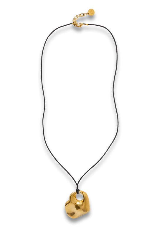 Gold-Tone and Leather Cord Necklace