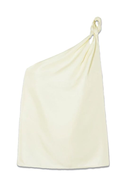 Adiran twisted one-shoulder silk-twill top