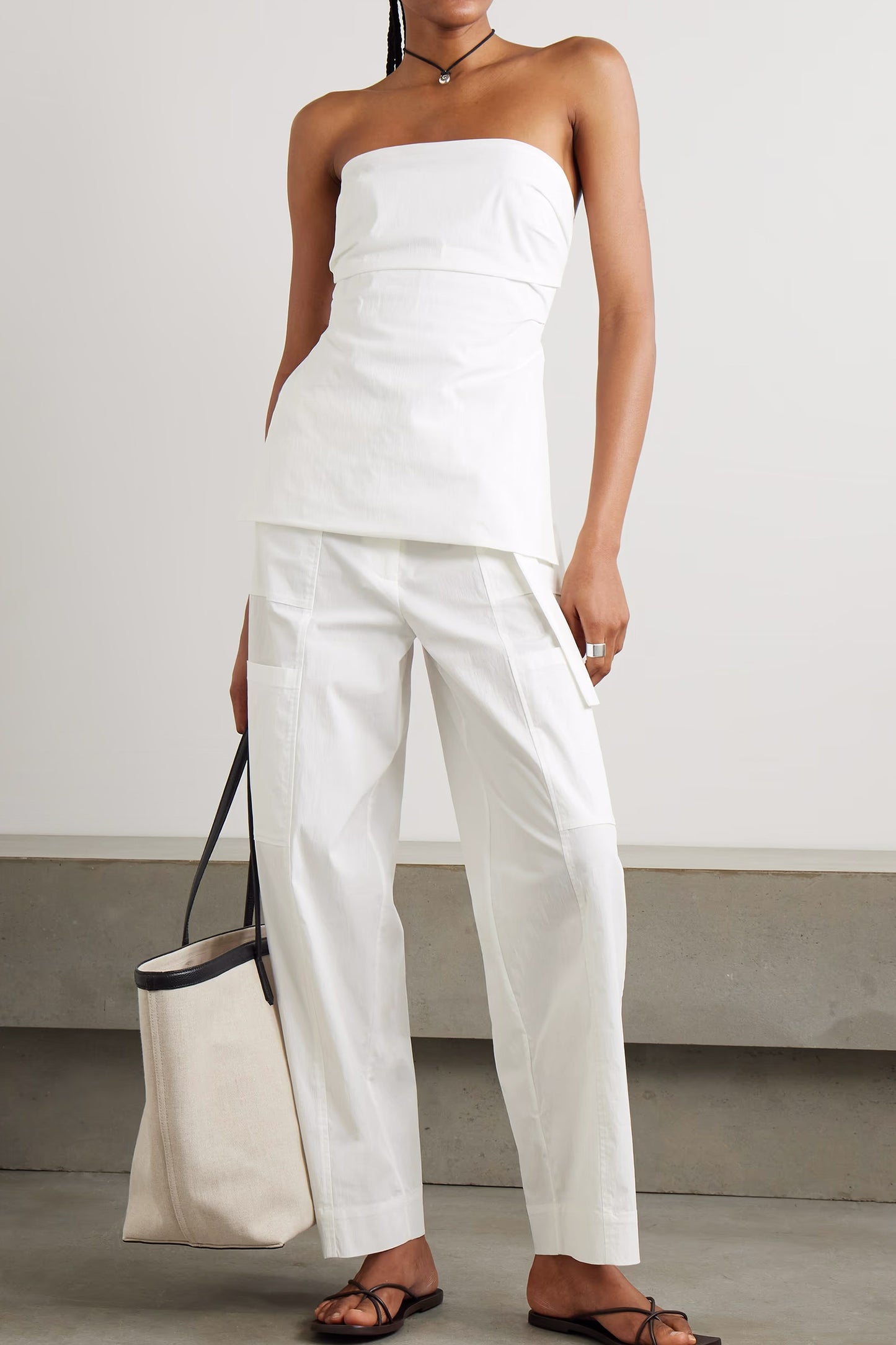 Utility Belted Cotton-Blend Wide-Leg Pants