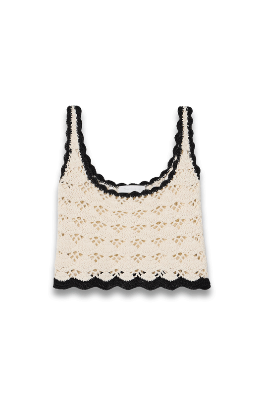 Rhiannon Cropped Crocheted Cotton Tank