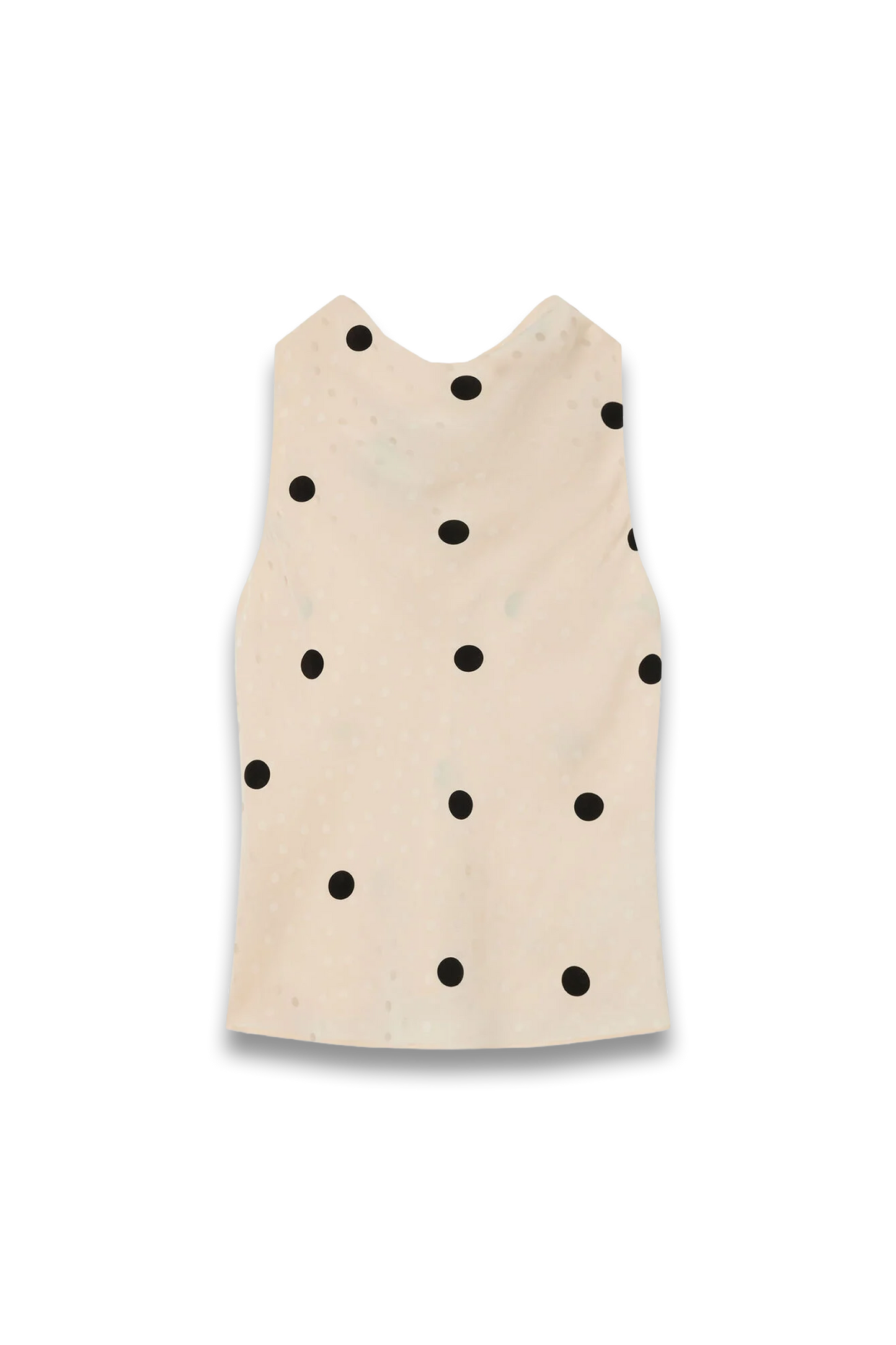 Cream Jacquard Spot Satin Halterneck
