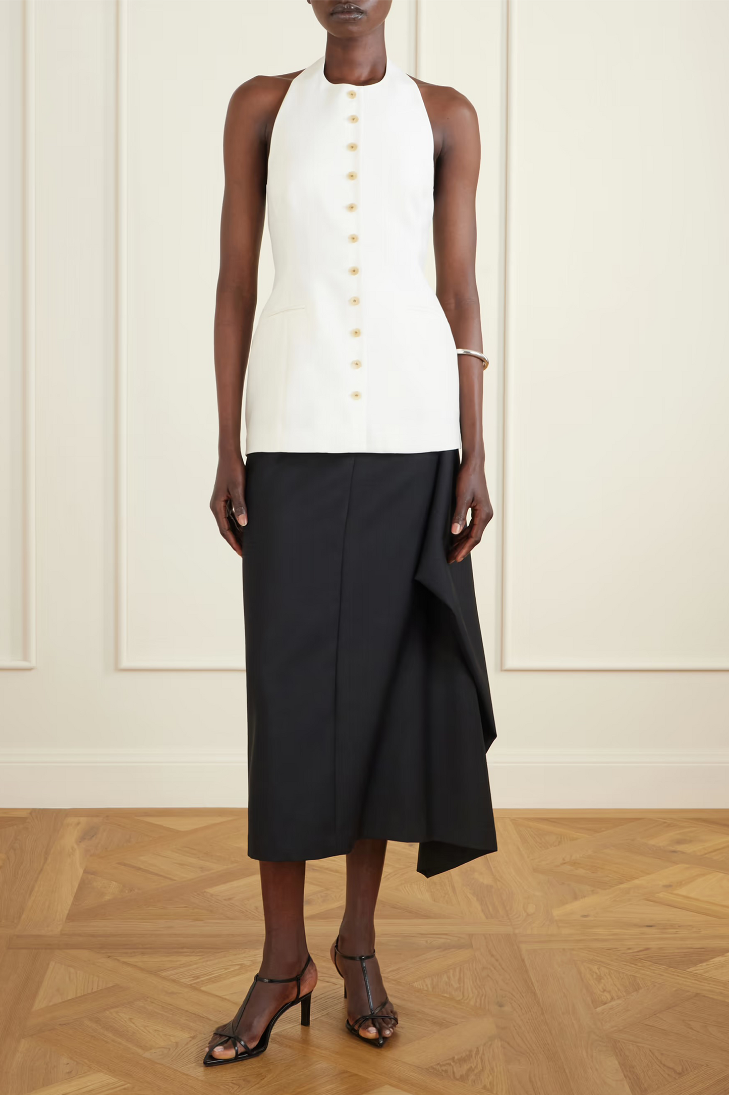 Lupita Halterneck Sleeveless Wool and Silk-blend Top