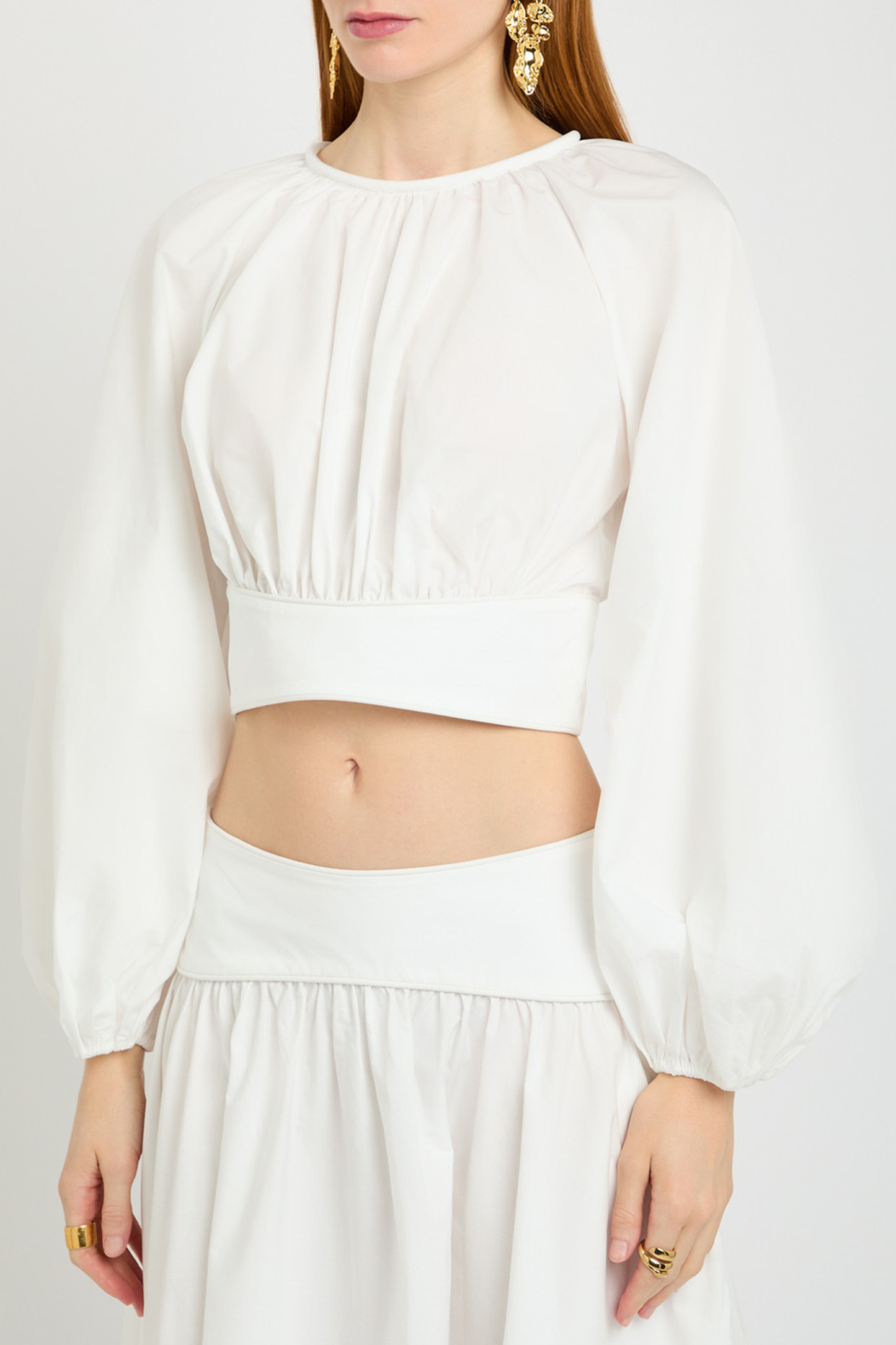 Billow Gathered Cotton-poplin Cropped Top