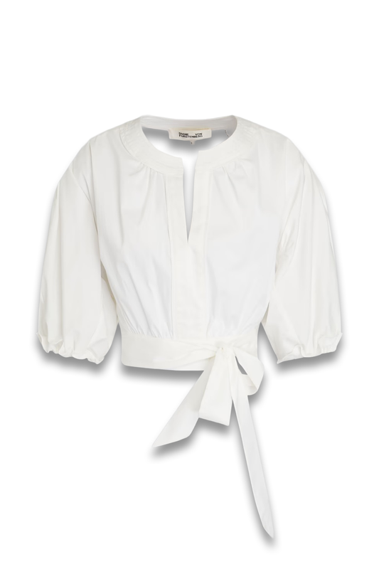 Lucie Gathered Cotton-Blend Poplin Top