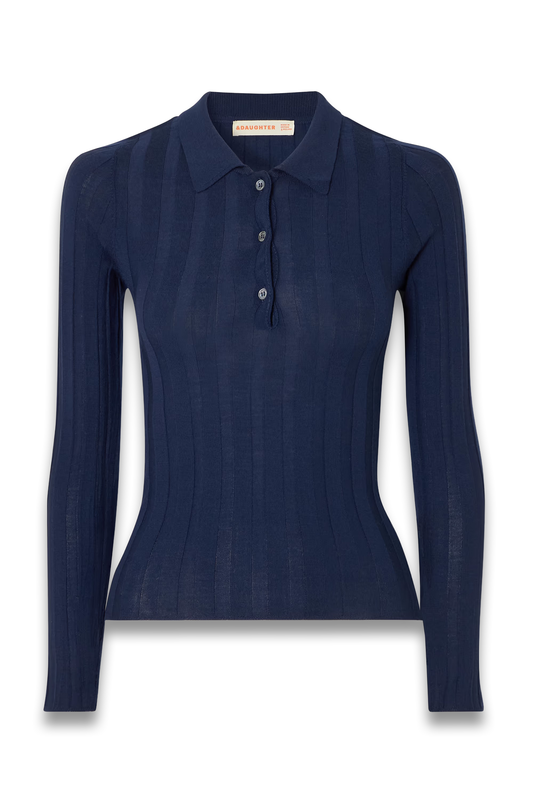 Ribbed Wool Polo Shirt