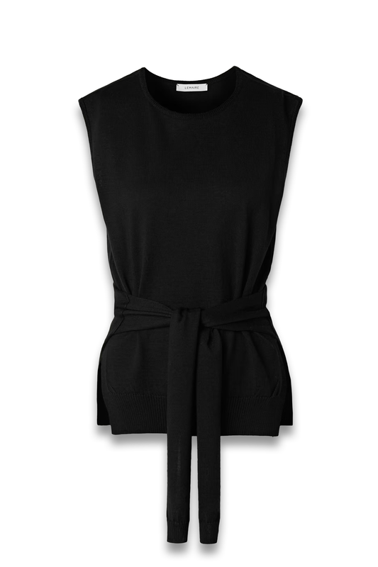 Tie-Detailed Wool-Blend Tank