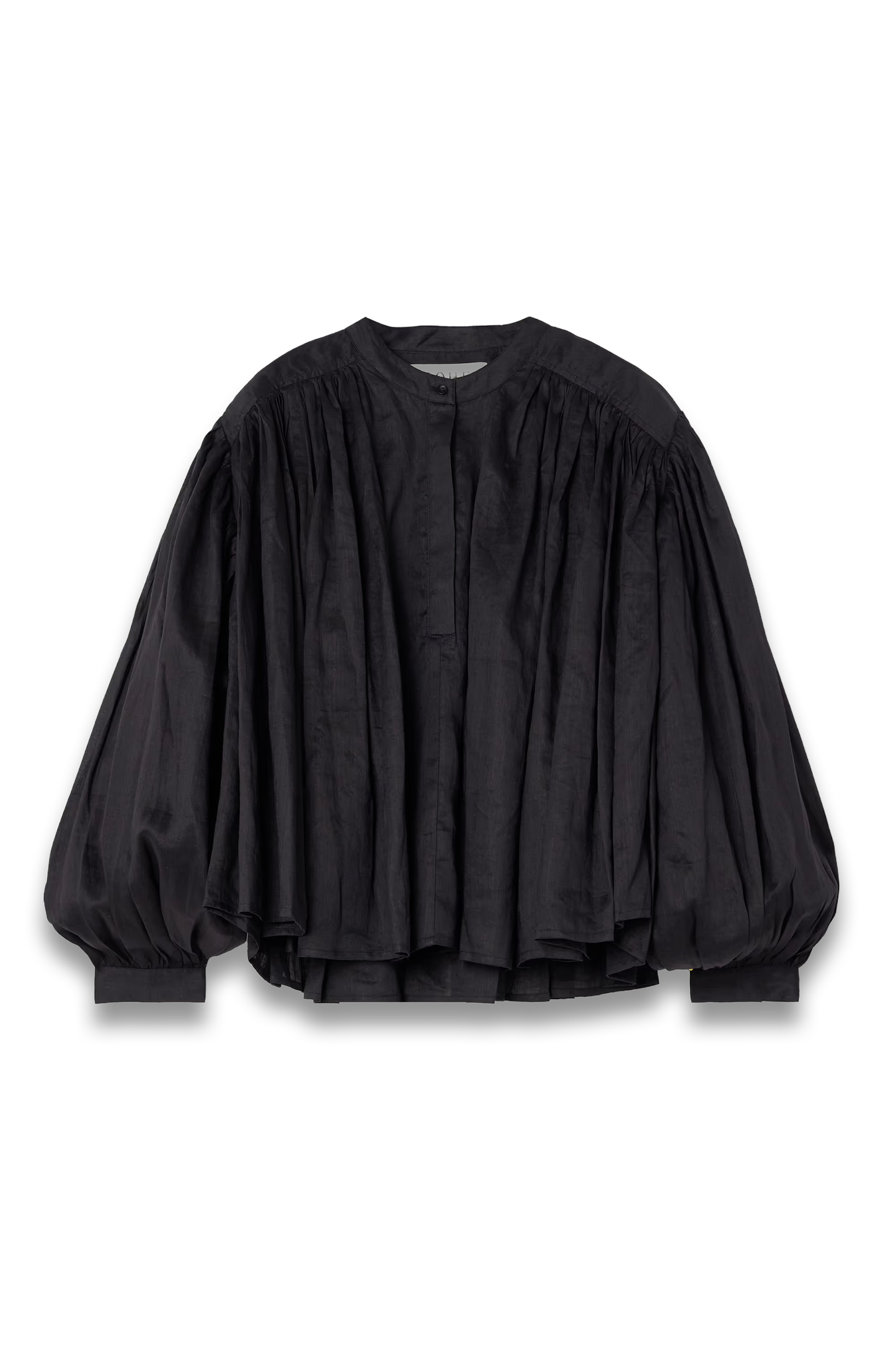 Gathered ramie-voile blouse