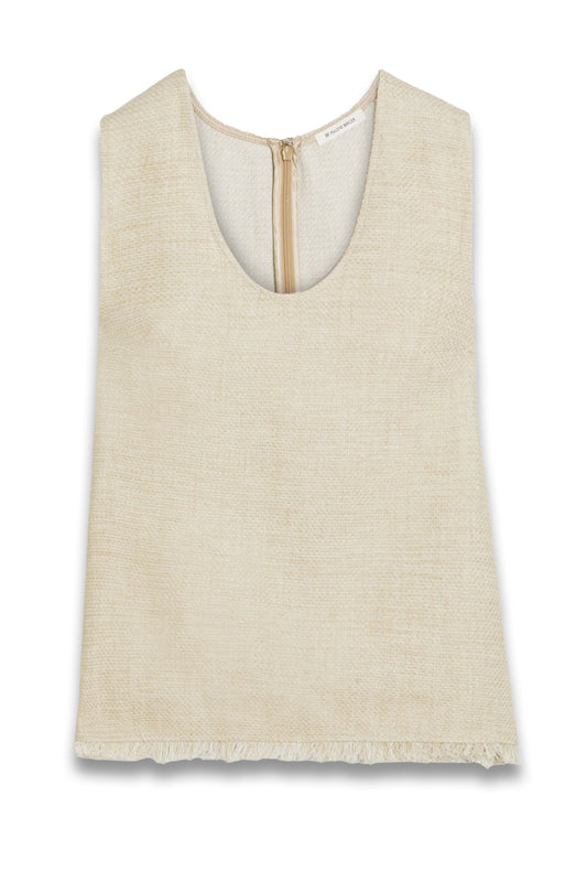 Debbia Frayed Linen-Blend Canvas Top