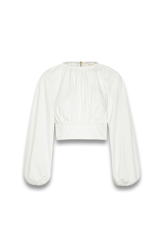 Billow Gathered Cotton-poplin Cropped Top