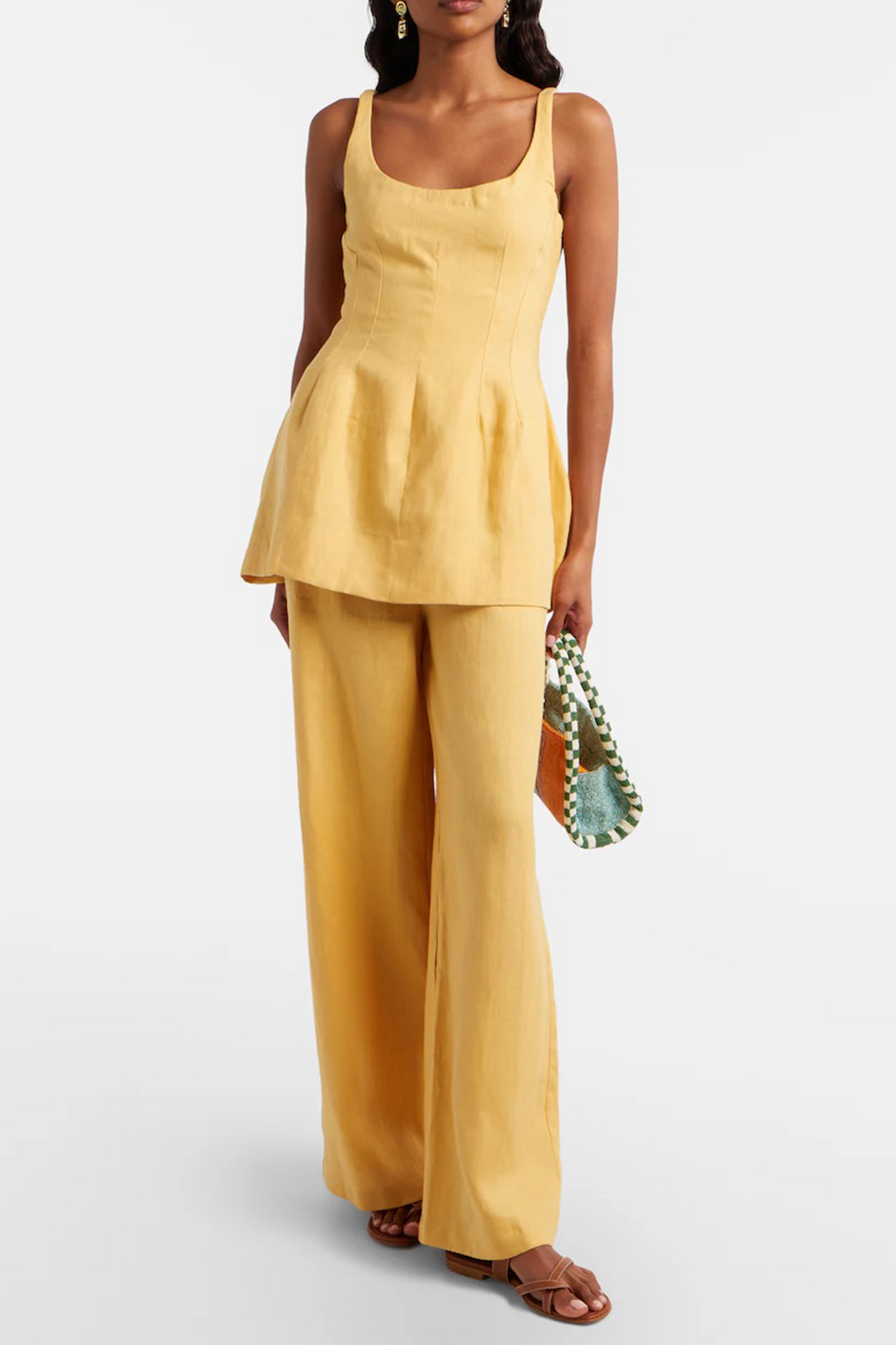 Syna Peplum Linen Top