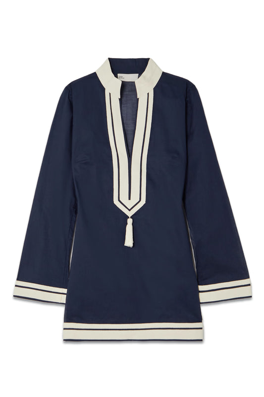 Tory Tasseled Webbing-trimmed Cotton-voile Tunic