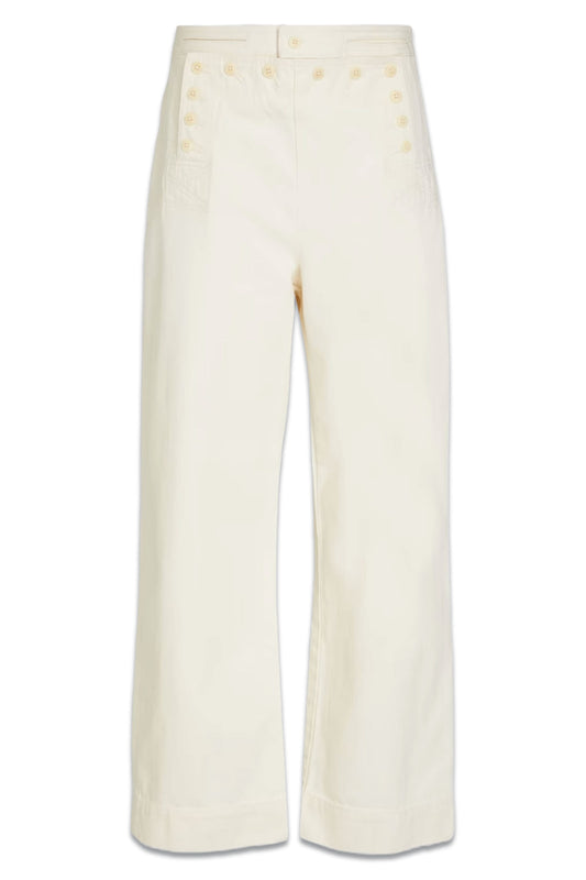 Ecru High-rise Wide-leg Jeans