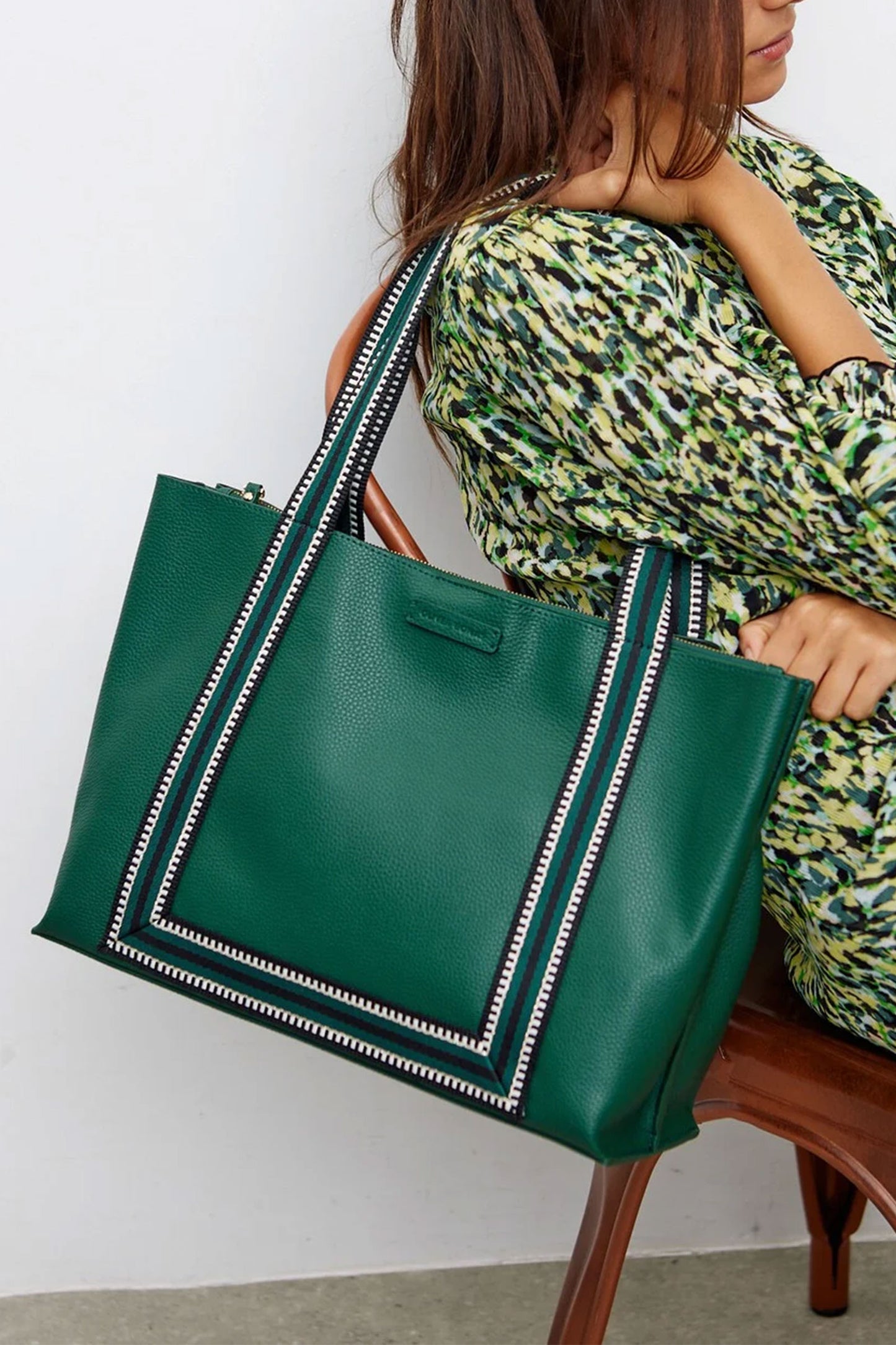 Emma Green Stripe Tote Bag