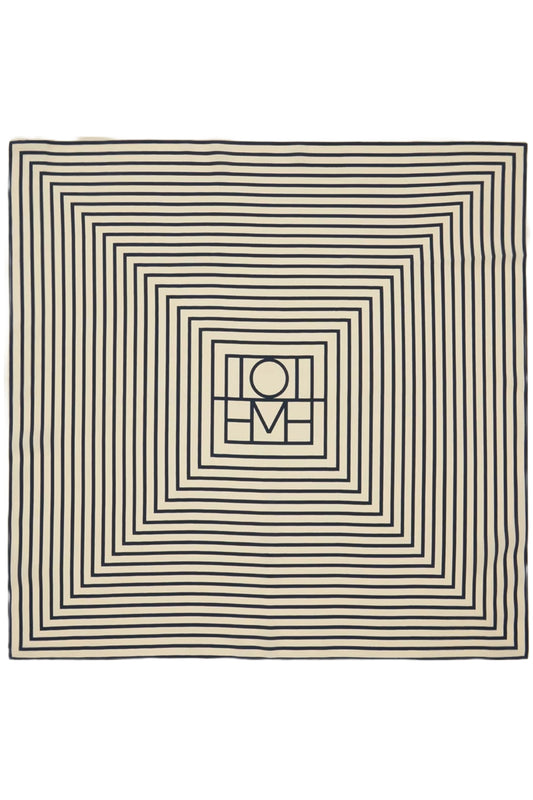 Off-White & Navy Signature Monogram Silk Scarf