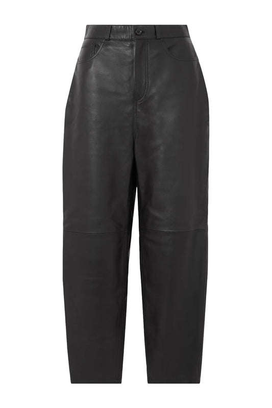 Cropped Leather Tapered Pants