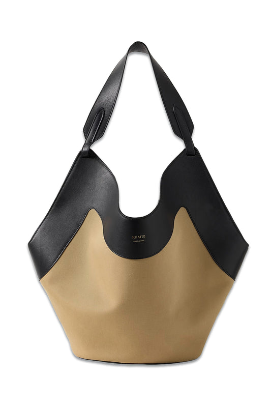 Lotus Medium Leather-trimmed Canvas Tote