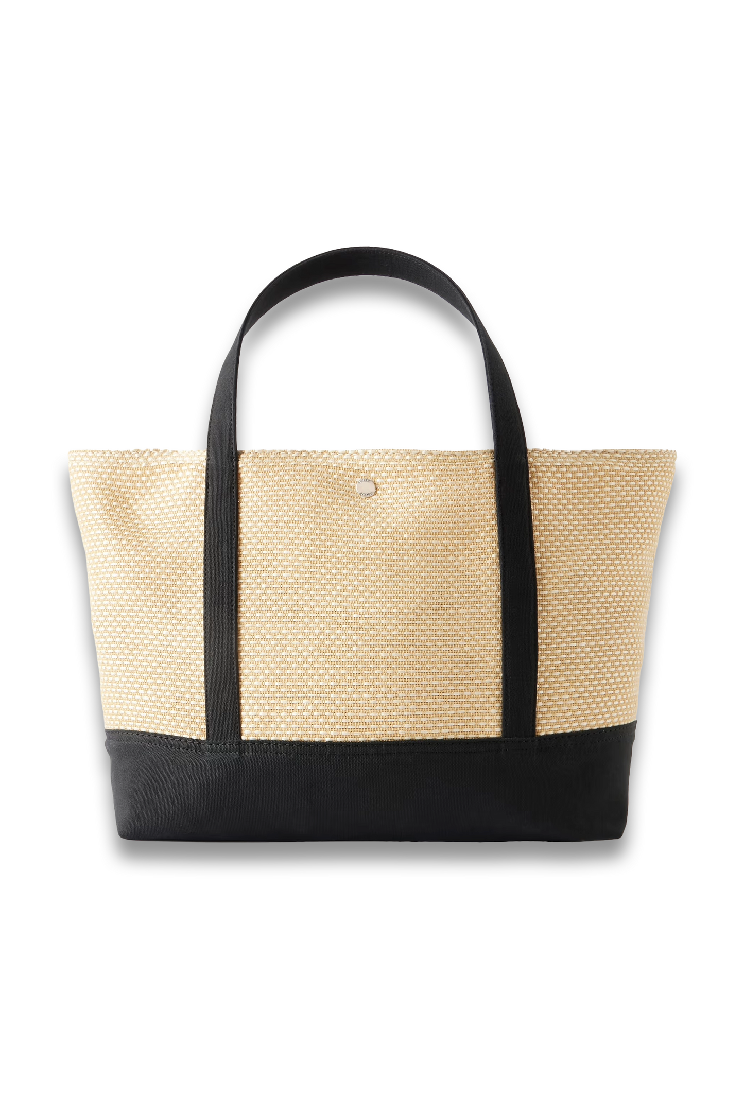 Canvas-trimmed Raffia Tote