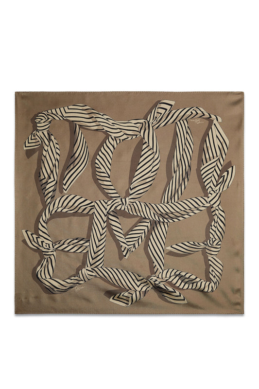Printed Brown Silk Scarf