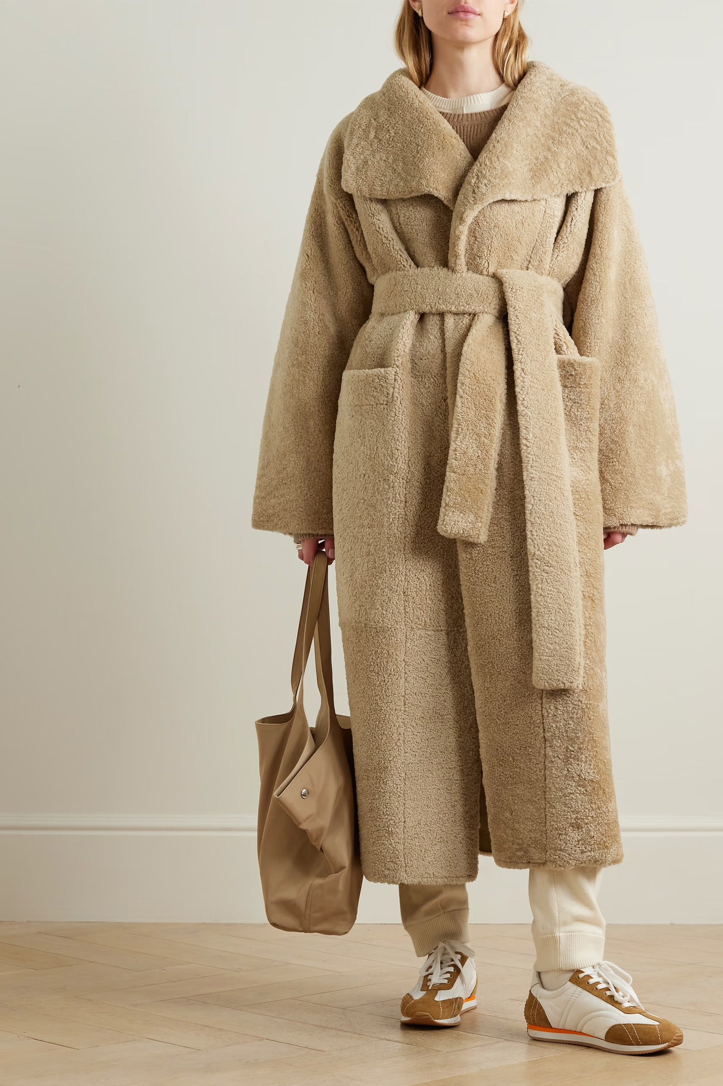 Belted Shearling Coat