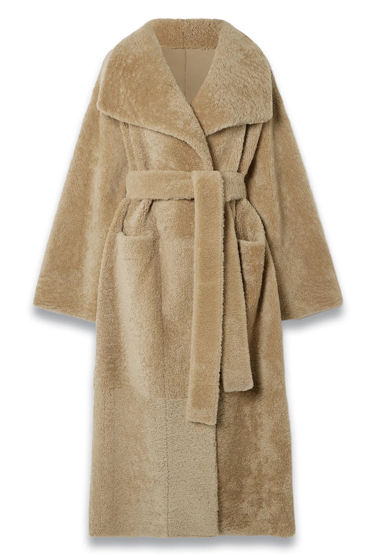 Belted Shearling Coat