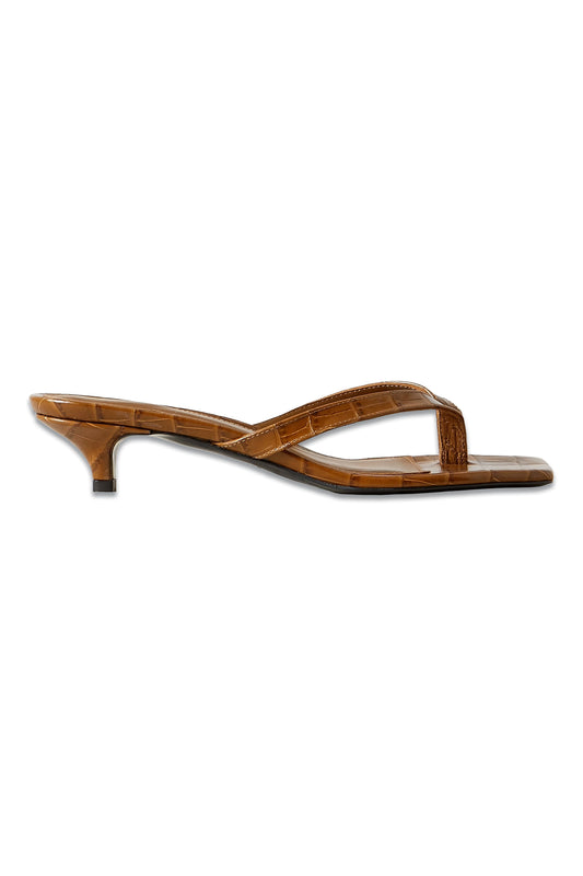 Croc-effect Leather Sandals