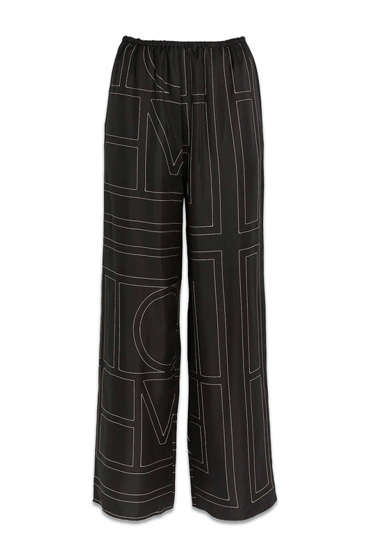 Monogram-embroidered Silk-twill Pyjama Trousers