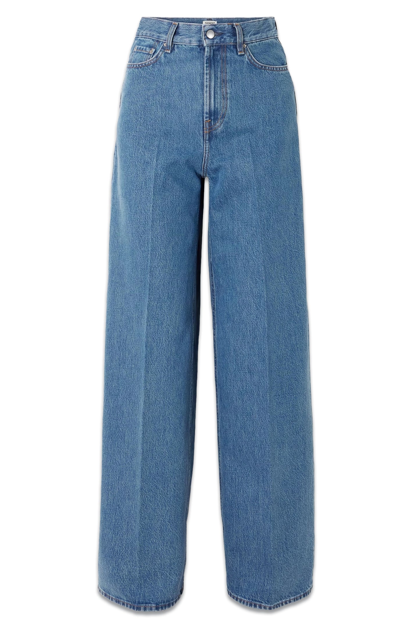 Pleated High-rise Wide-leg Organic Jeans