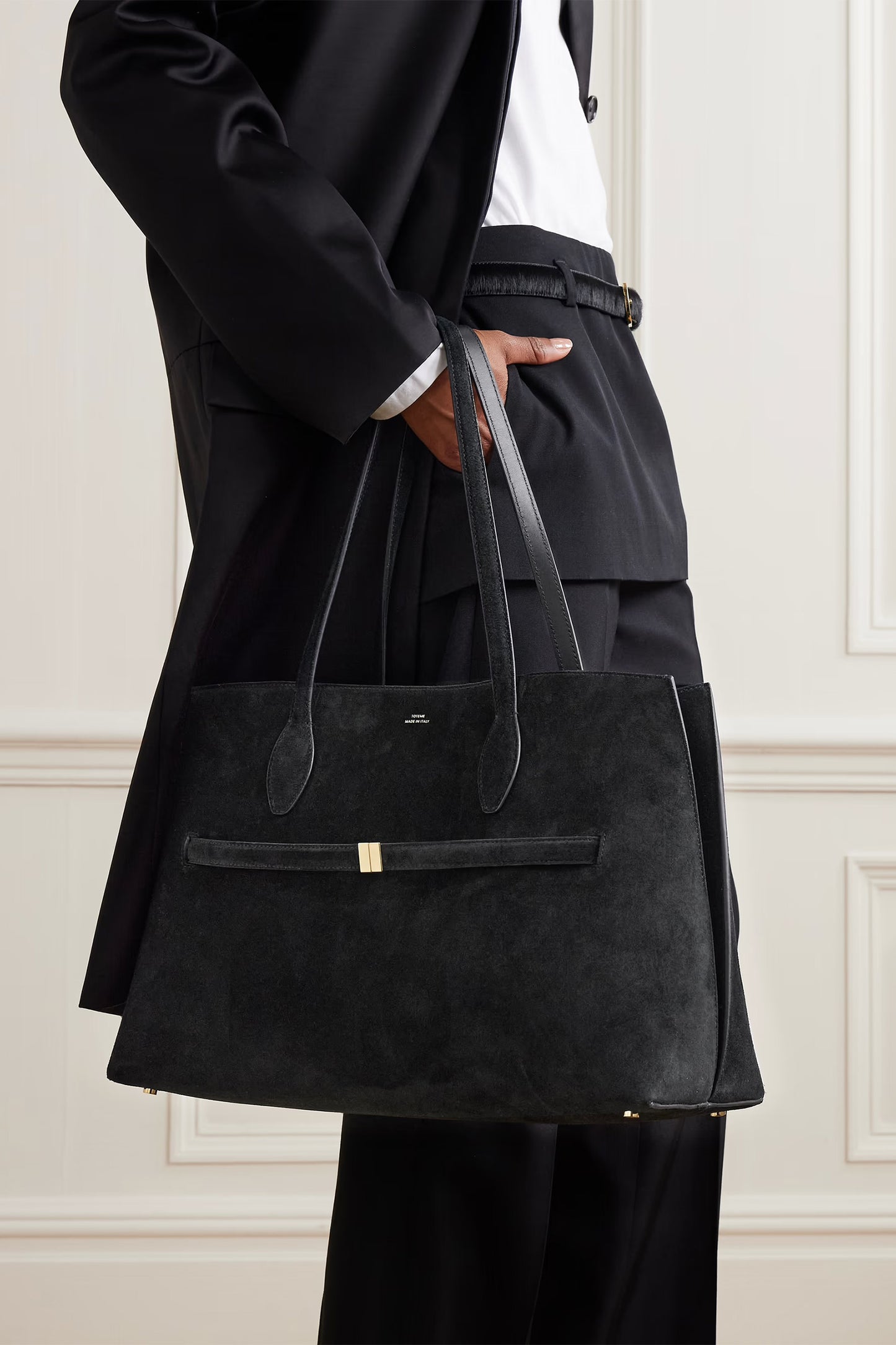 Lounge Large Leather-trimmed Suede Tote