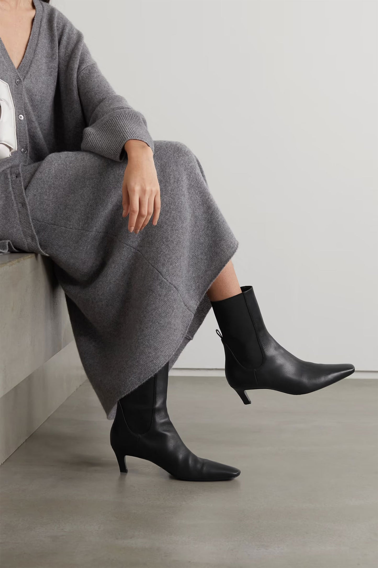 The Mid Heel Leather Ankle Boots