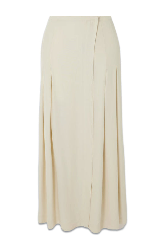 Pleated Crepe Maxi Wrap Skirt