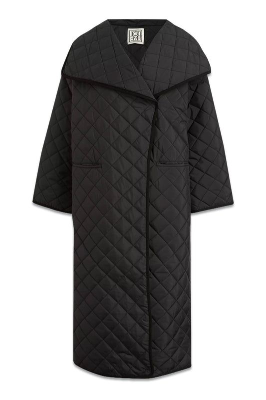 Quilted Recycled-shell Wrap Coat