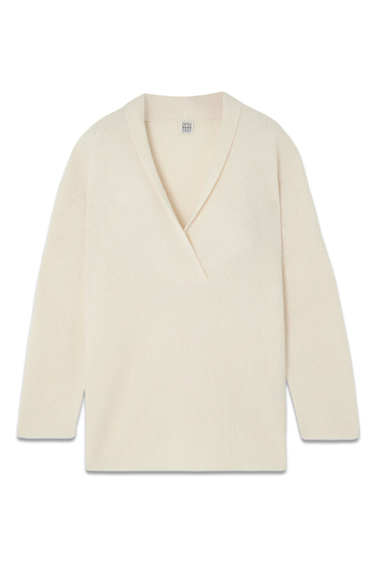 Cream Ribbed Wool And Cashmere-blend Sweater