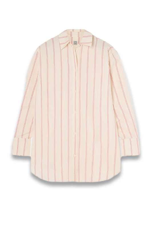 Striped Cotton And Silk–Blend Shirt in Ecru