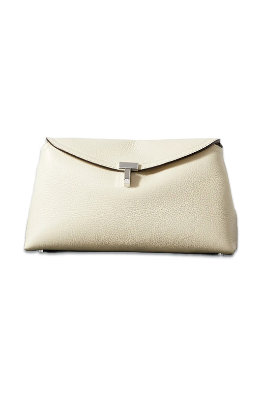 T-Lock Textured-leather Clutch