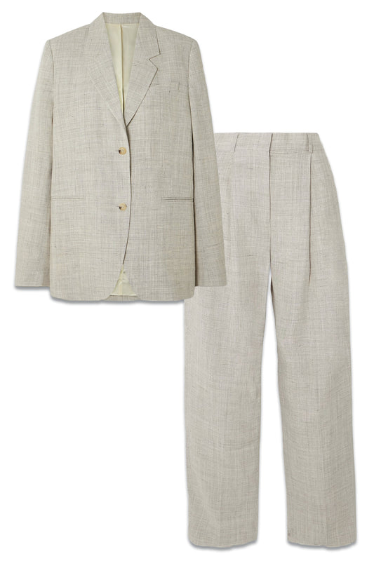 Woven Blazer & Pleated Woven Straight-leg Pants