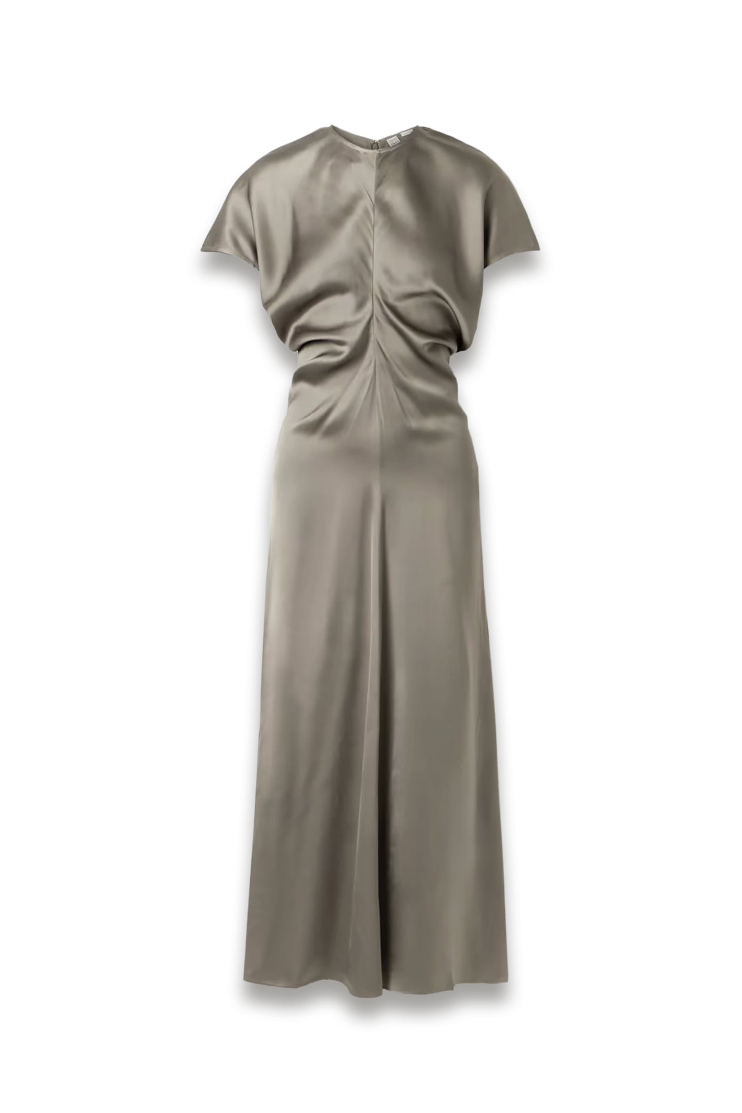 Draped Satin Maxi Dress in Taupe