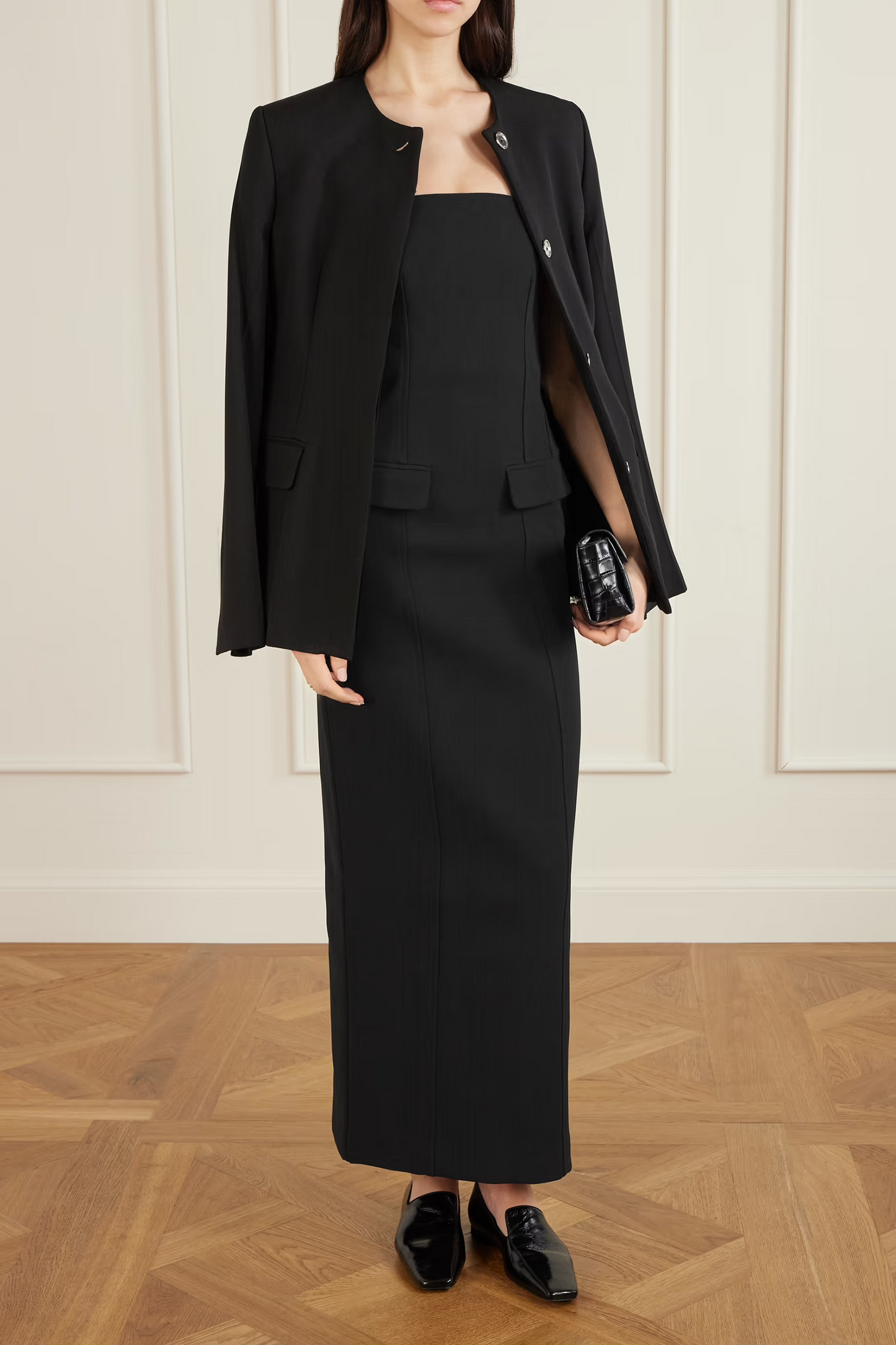 Strapless Crepe Maxi Dress