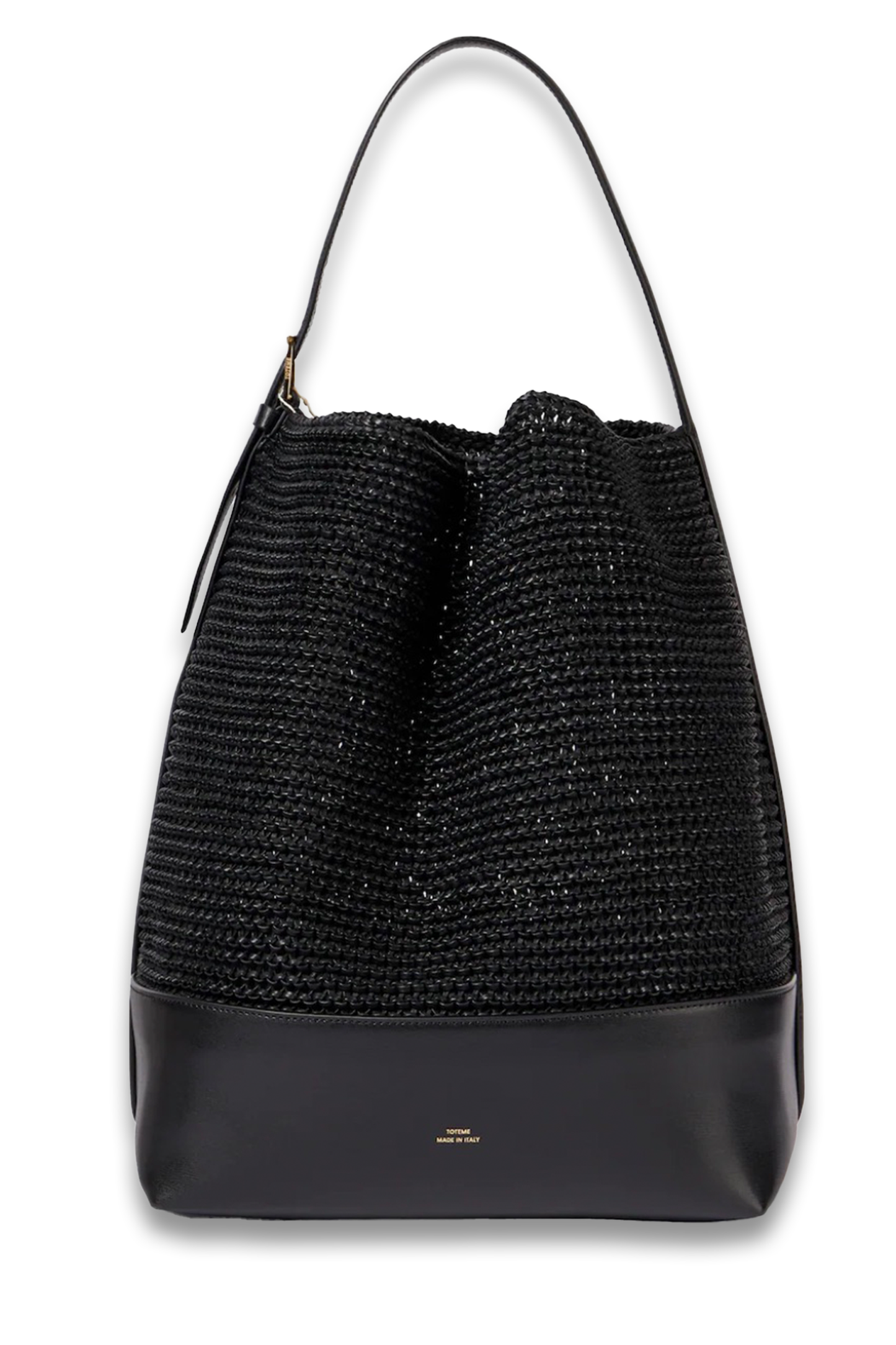 Belted Woven Leather Tote Bag