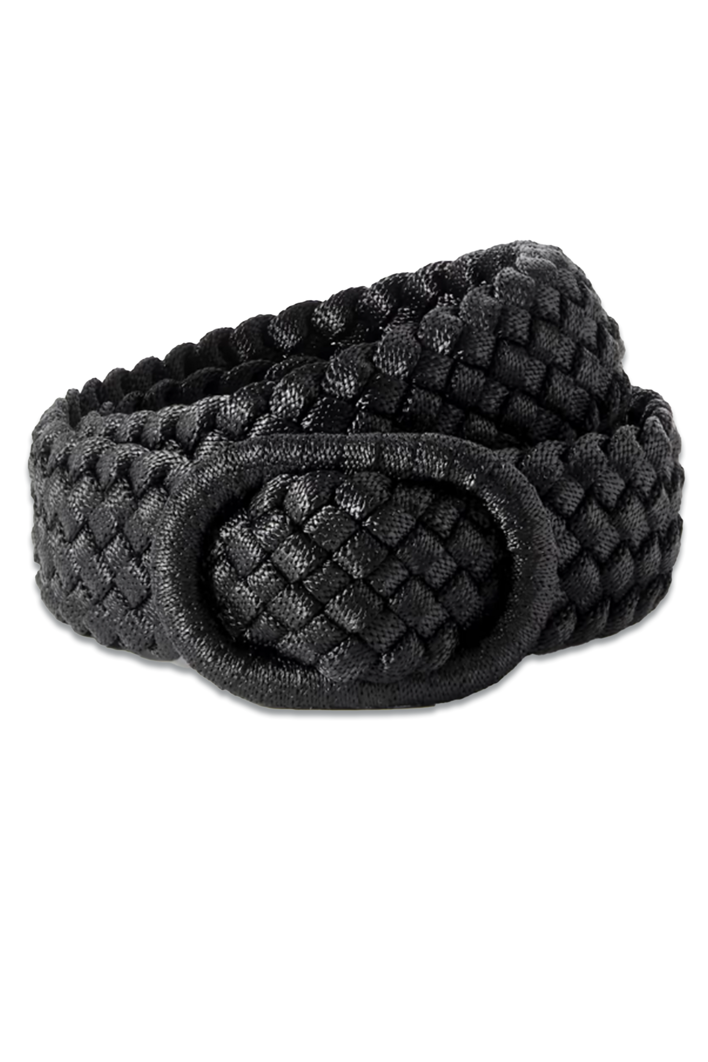 Leather-Trimmed Woven Waist Belt