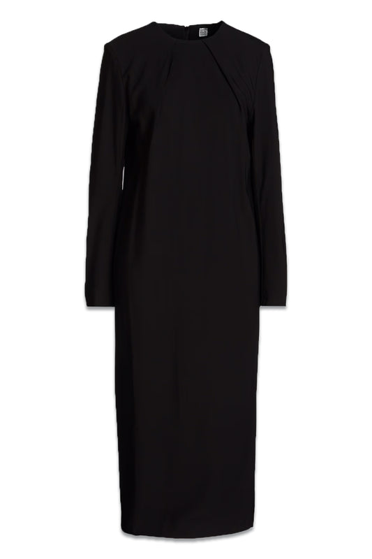 Pleated Crepe Midi Dress
