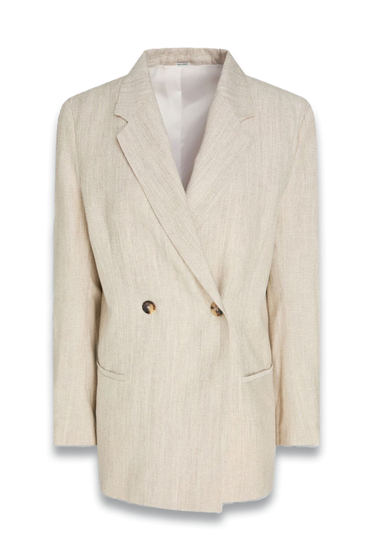 Double-Breasted Wool And Linen-Blend Blazer