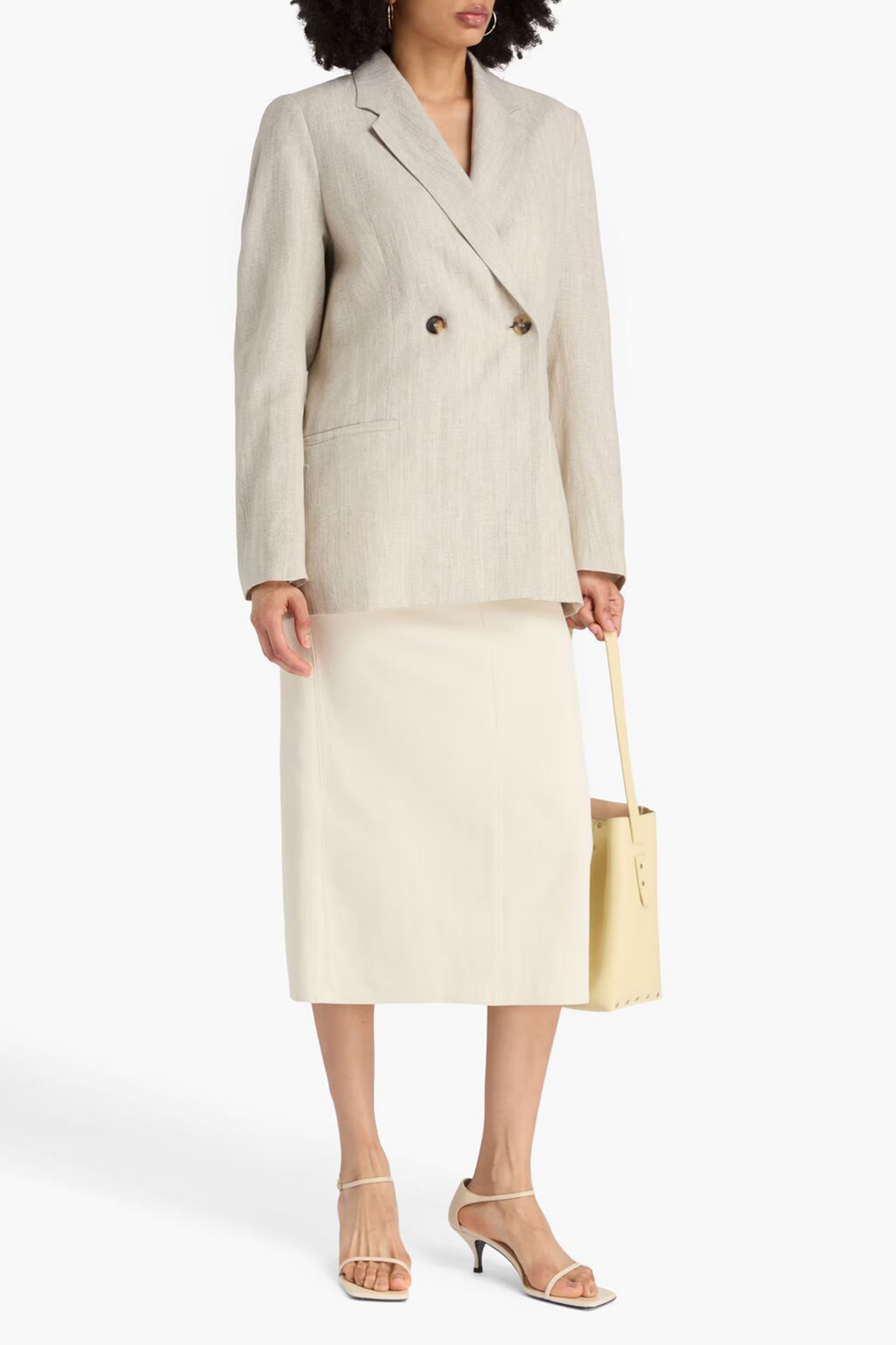 Double-Breasted Wool And Linen-Blend Blazer
