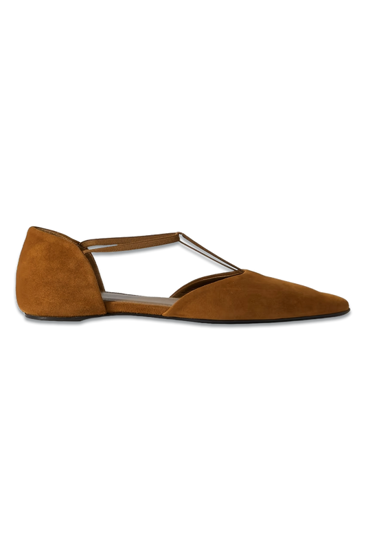 + NET SUSTAIN T-Strap Suede Point-Toe Flats